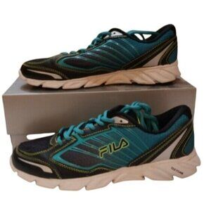 Fila Mens Running Shoes Athletic Sneakers Blue/Black Coolmax Technology Size 10